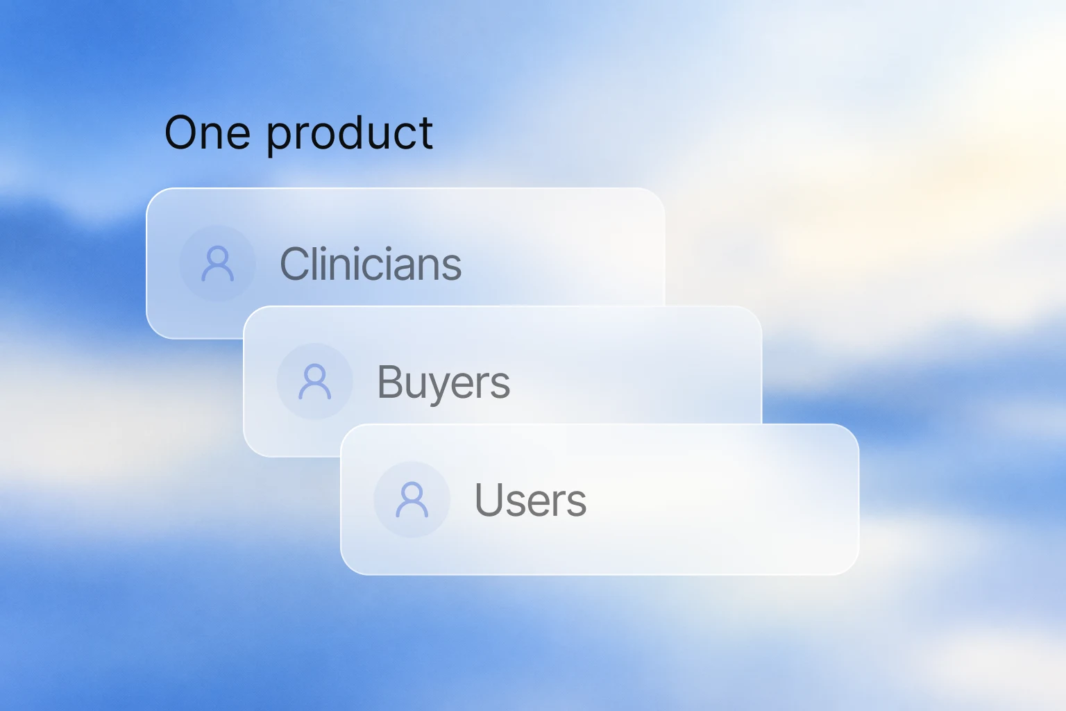 One product evaluated by clinicians, buyers and users.