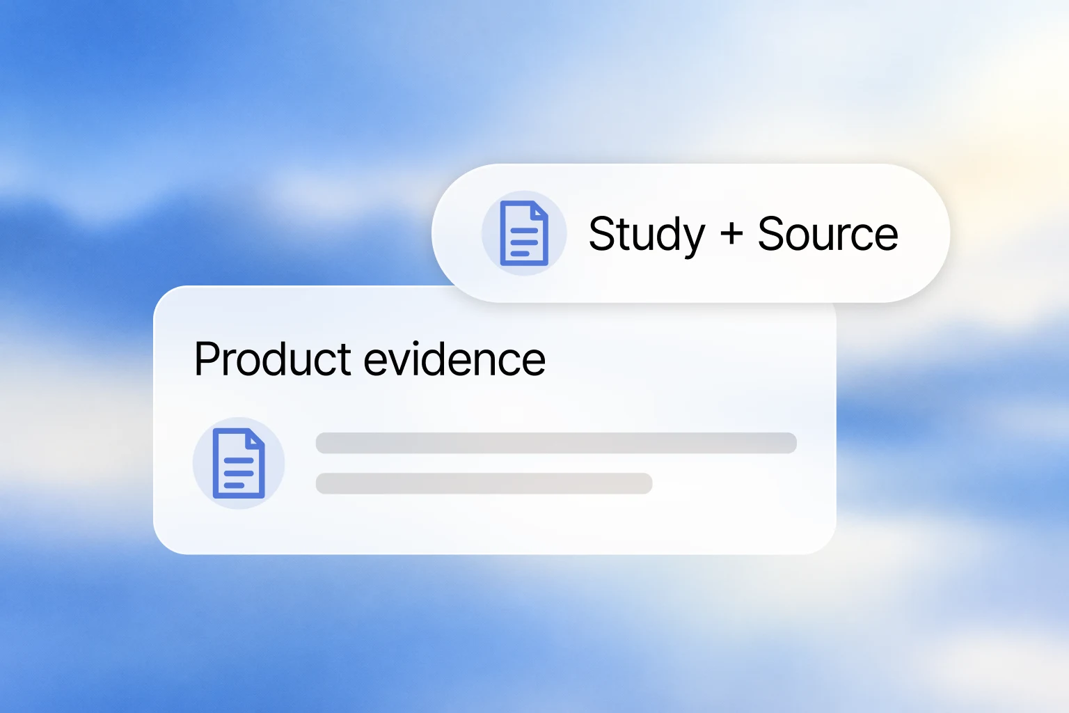 Product evidence, study and source.