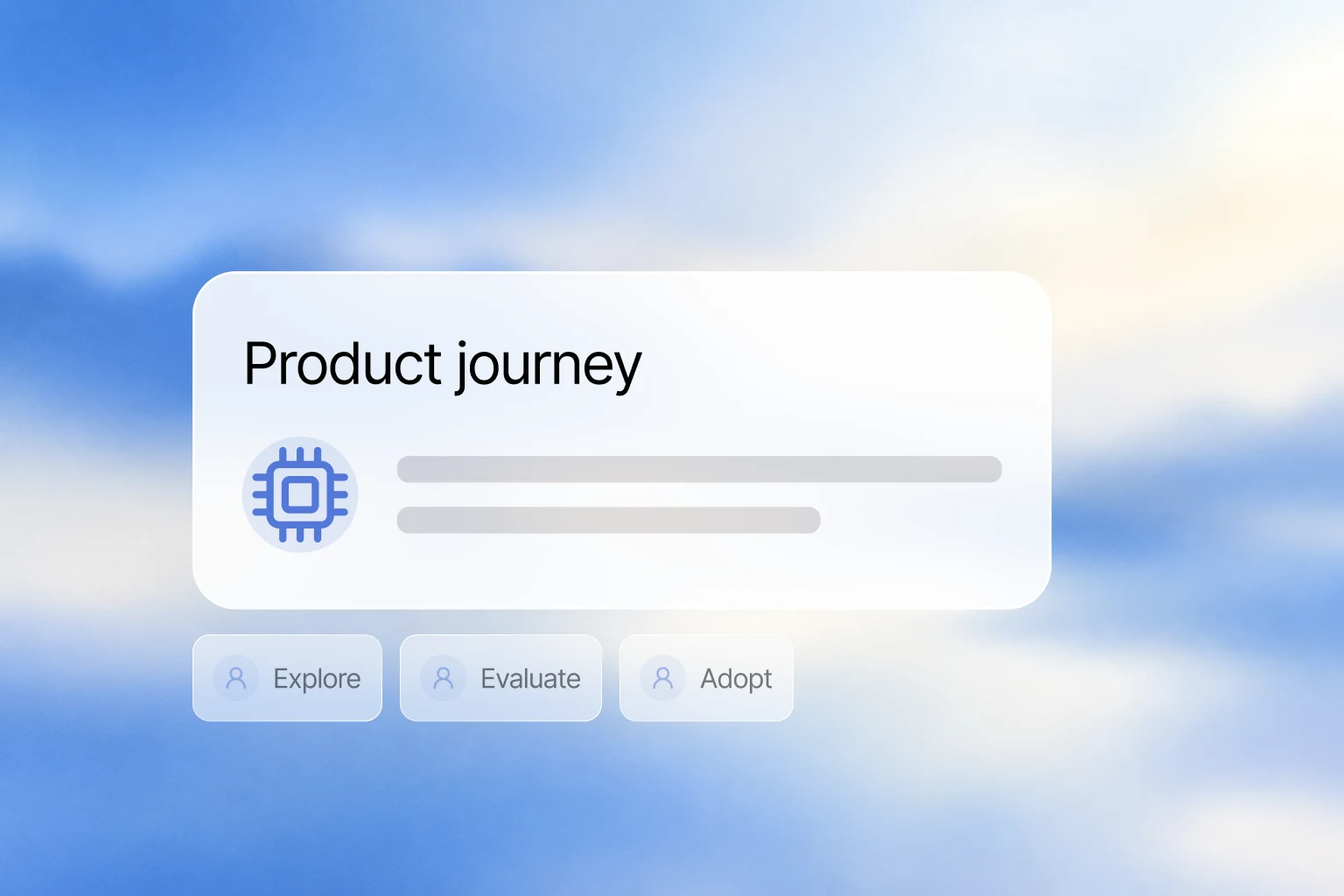 Product journey: explore, evaluate, adopt.